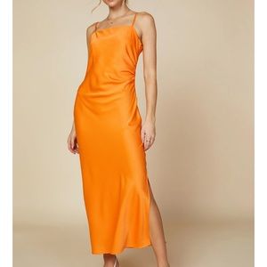 Orange CAMI SLIT MIDI DRESS
